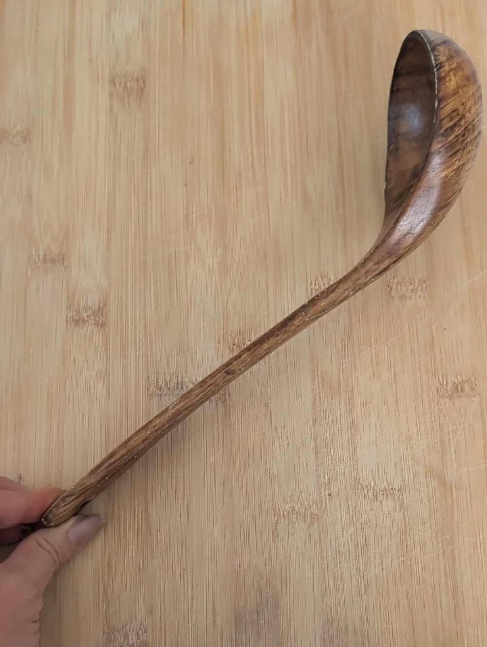 Handcrafted Wooden Spoon Or Ladle - Warm Brown